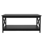 Table basse rectangulaire en bois noir AndMakers de 39,57 po avec étagère