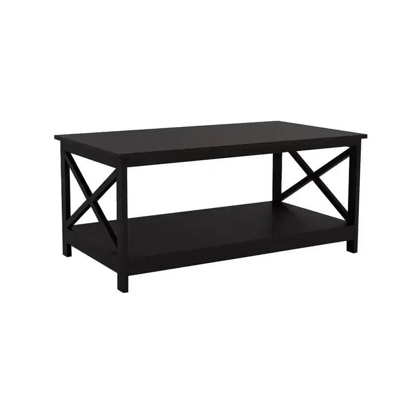 Table basse rectangulaire en bois noir AndMakers de 39,57 po avec étagère