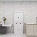 AndMakers White Wood 29.92 in. Pantry Cabinet with Doors and DrawersAdjustable Shelves