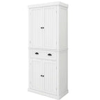 AndMakers Armoire de cuisine en bois blanc 76 cm avec portes, tiroirs et étagères réglables