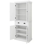 AndMakers Armoire de cuisine en bois blanc 76 cm avec portes, tiroirs et étagères réglables