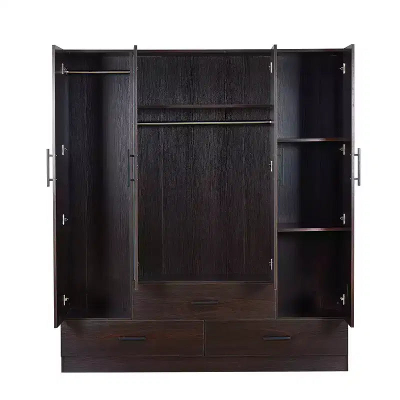 Armoire Keloyid en bois brun de 160 cm avec 3 tiroirs et 6 étagères
