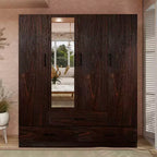 Armoire Keloyid en bois brun de 160 cm avec 3 tiroirs et 6 étagères
