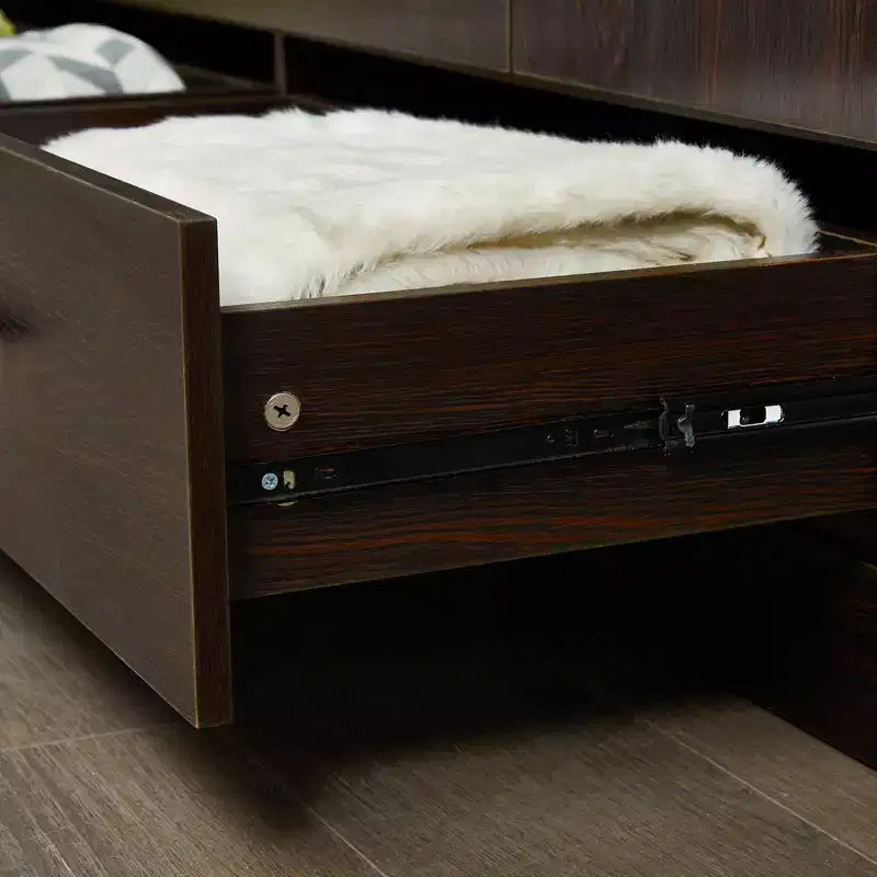 Armoire Keloyid en bois brun de 160 cm avec 3 tiroirs et 6 étagères