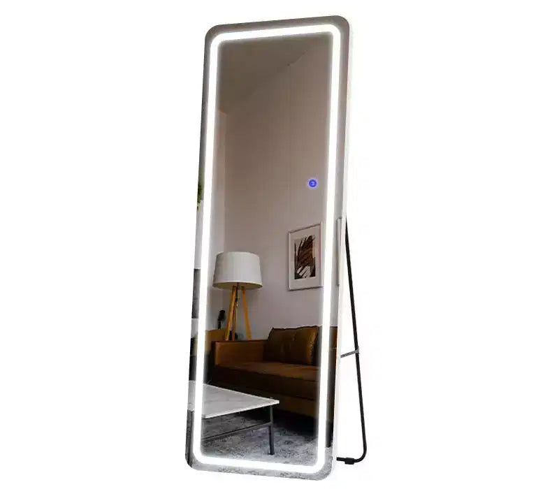 Miroir de courtoisie sans cadre PexFix 63x16 LED en aluminium avec lumières blanches, pleine longueur