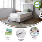 Matelas en mousse à mémoire de forme 3 couches Emma and Oliver en boîte avec infusion de thé vert, gel rafraîchissant, mousse certifiée CertiPUR-US et housse lavable