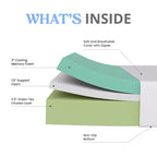 Matelas en mousse à mémoire de forme 3 couches Emma and Oliver en boîte avec infusion de thé vert, gel rafraîchissant, mousse certifiée CertiPUR-US et housse lavable