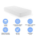 Matelas en mousse à mémoire de forme 3 couches Emma and Oliver en boîte avec infusion de thé vert, gel rafraîchissant, mousse certifiée CertiPUR-US et housse lavable