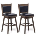 Costway 29 Swivel Bar Stools Set of 2 with Back Rubber Wood Legs Sturdy Footrest