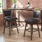 Costway Lot de 2 tabourets de bar pivotants de 73,66 cm avec dossier, pieds en bois de caoutchouc et repose-pieds robustes