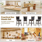 Costway Lot de 2 tabourets de bar pivotants de 73,66 cm avec dossier, pieds en bois de caoutchouc et repose-pieds robustes