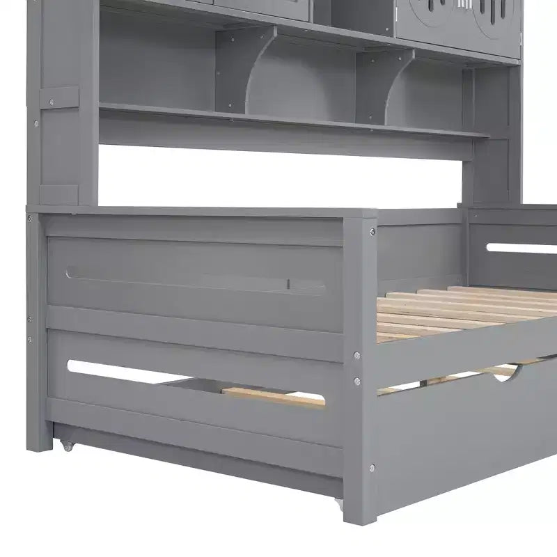 Lit de repos double avec lit gigogne double et armoire et étagère tout-en-un - ModernLuxe