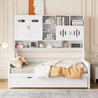 Lit de repos double avec lit gigogne double et armoire et étagère tout-en-un - ModernLuxe