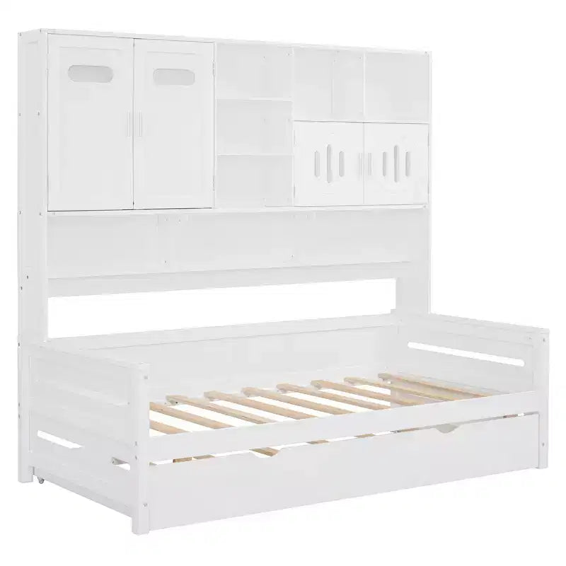 Lit de repos double avec lit gigogne double et armoire et étagère tout-en-un - ModernLuxe