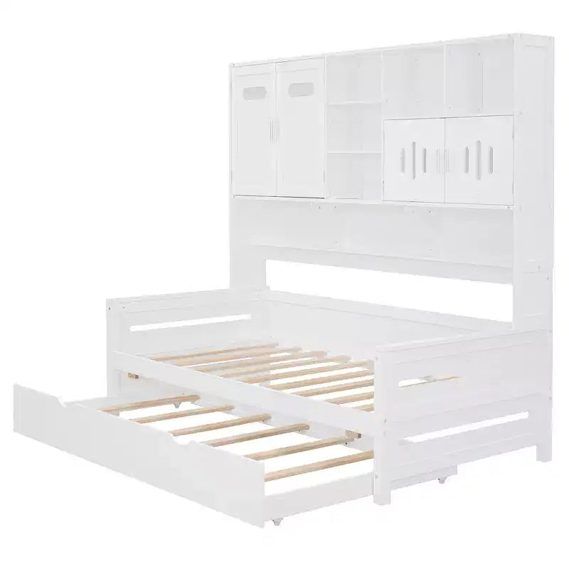 Lit de repos double avec lit gigogne double et armoire et étagère tout-en-un - ModernLuxe