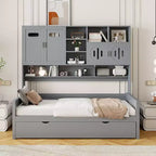 Lit de repos double avec lit gigogne double et armoire et étagère tout-en-un - ModernLuxe