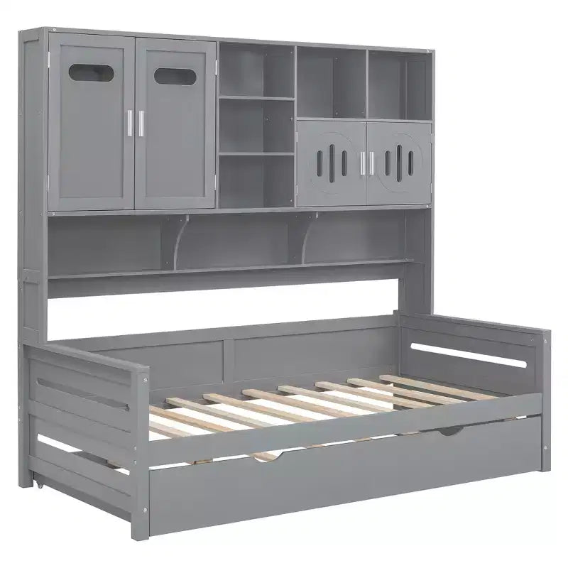 Lit de repos double avec lit gigogne double et armoire et étagère tout-en-un - ModernLuxe