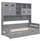 Lit de repos double avec lit gigogne double et armoire et étagère tout-en-un - ModernLuxe