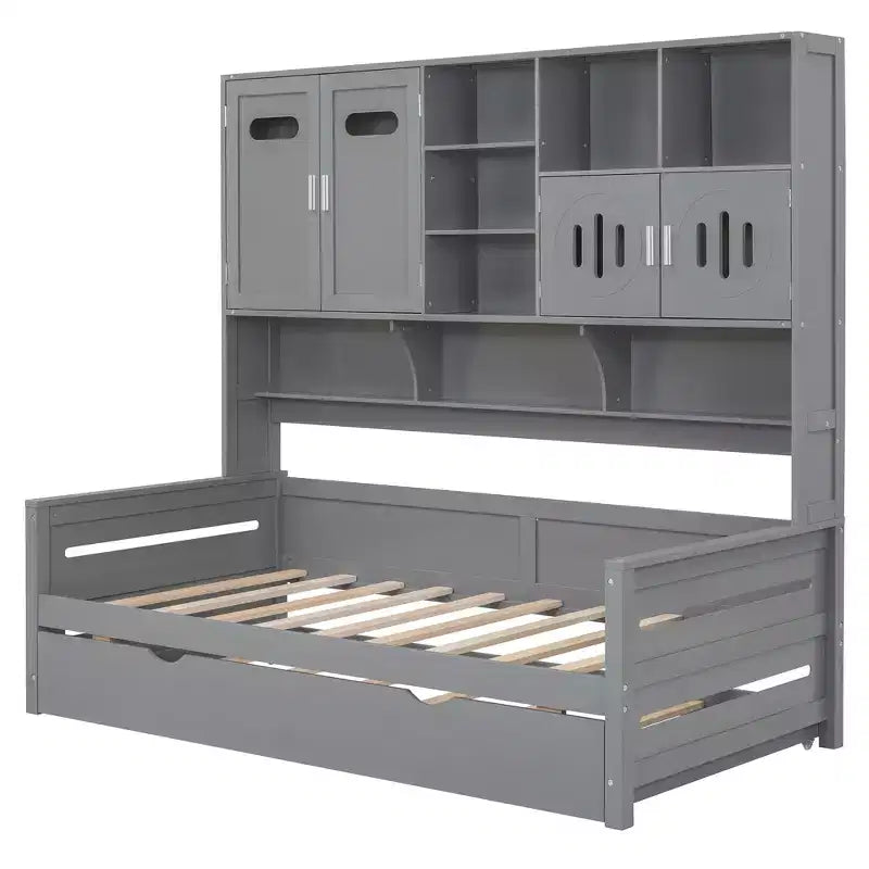 Lit de repos double avec lit gigogne double et armoire et étagère tout-en-un - ModernLuxe