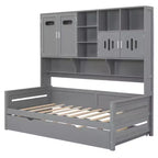 Lit de repos double avec lit gigogne double et armoire et étagère tout-en-un - ModernLuxe
