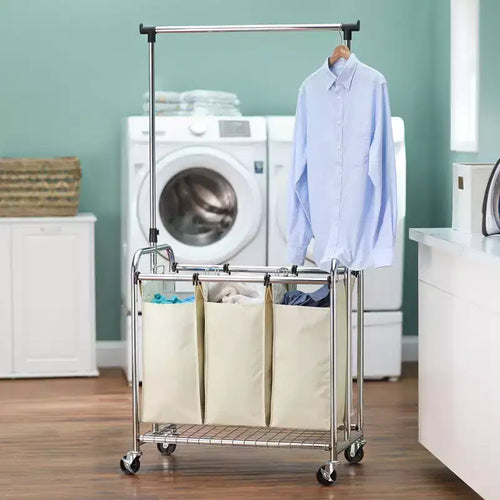 Trieur à linge 3 sacs avec étendoir