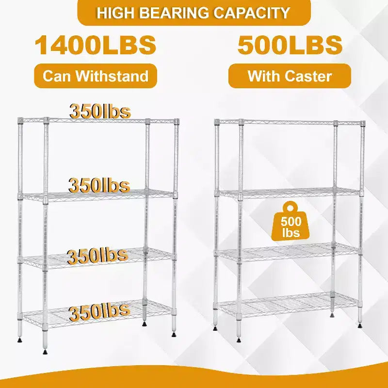 BestMassage Étagère de rangement métallique à 4 niveaux avec tablettes larges, idéale pour la maison, le bureau ou un usage commercial