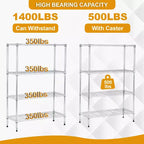 BestMassage Étagère de rangement métallique à 4 niveaux avec tablettes larges, idéale pour la maison, le bureau ou un usage commercial