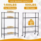BestMassage Étagère de rangement métallique à 4 niveaux avec tablettes larges, idéale pour la maison, le bureau ou un usage commercial