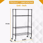 BestMassage Étagère de rangement métallique à 4 niveaux avec tablettes larges, idéale pour la maison, le bureau ou un usage commercial