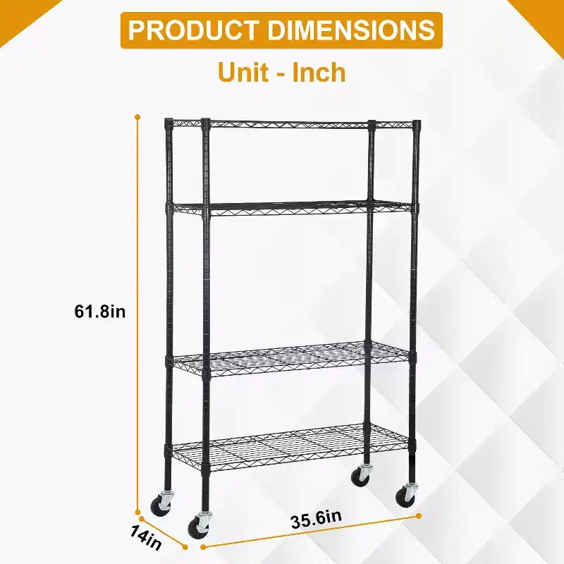 BestMassage Étagère de rangement métallique à 4 niveaux avec tablettes larges, idéale pour la maison, le bureau ou un usage commercial