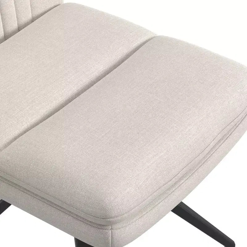 VECELO Chaise de Bureau Rembourrée, Chaise de Bureau Croisée à Pieds avec Assise Large Rembourrée, Chaise d'Ordinateur Moderne Gris/Beige