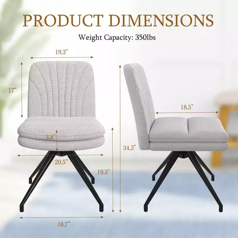 VECELO Chaise de Bureau Rembourrée, Chaise de Bureau Croisée à Pieds avec Assise Large Rembourrée, Chaise d'Ordinateur Moderne Gris/Beige
