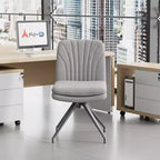 VECELO Chaise de Bureau Rembourrée, Chaise de Bureau Croisée à Pieds avec Assise Large Rembourrée, Chaise d'Ordinateur Moderne Gris/Beige