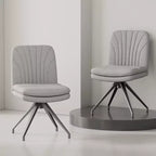 VECELO Chaise de Bureau Rembourrée, Chaise de Bureau Croisée à Pieds avec Assise Large Rembourrée, Chaise d'Ordinateur Moderne Gris/Beige
