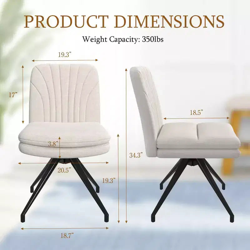 VECELO Chaise de Bureau Rembourrée, Chaise de Bureau Croisée à Pieds avec Assise Large Rembourrée, Chaise d'Ordinateur Moderne Gris/Beige