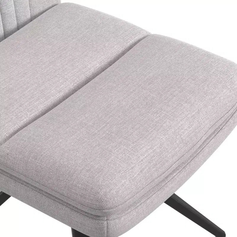 VECELO Chaise de Bureau Rembourrée, Chaise de Bureau Croisée à Pieds avec Assise Large Rembourrée, Chaise d'Ordinateur Moderne Gris/Beige