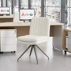 VECELO Chaise de Bureau Rembourrée, Chaise de Bureau Croisée à Pieds avec Assise Large Rembourrée, Chaise d'Ordinateur Moderne Gris/Beige