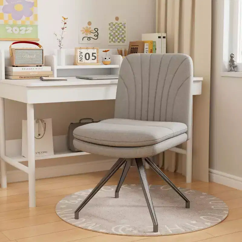 VECELO Chaise de Bureau Rembourrée, Chaise de Bureau Croisée à Pieds avec Assise Large Rembourrée, Chaise d'Ordinateur Moderne Gris/Beige