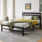 Queen/Full/Twin Size Metal Platform Bed Frame with Headboard, Slats Support -ModernLuxe