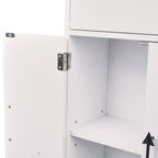 Meuble de rangement de salle de bain VECELO, meuble bas en bois avec 2 portes et porte-rouleau de papier toilette, étagère réglable, blanc