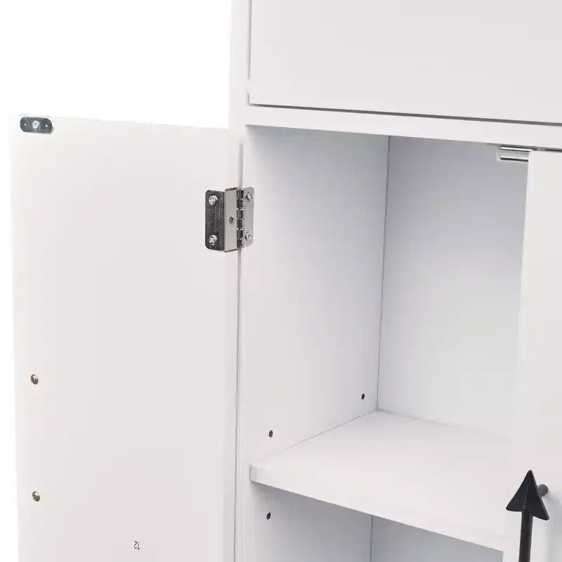 Meuble de rangement de salle de bain VECELO, meuble bas en bois avec 2 portes et porte-rouleau de papier toilette, étagère réglable, blanc