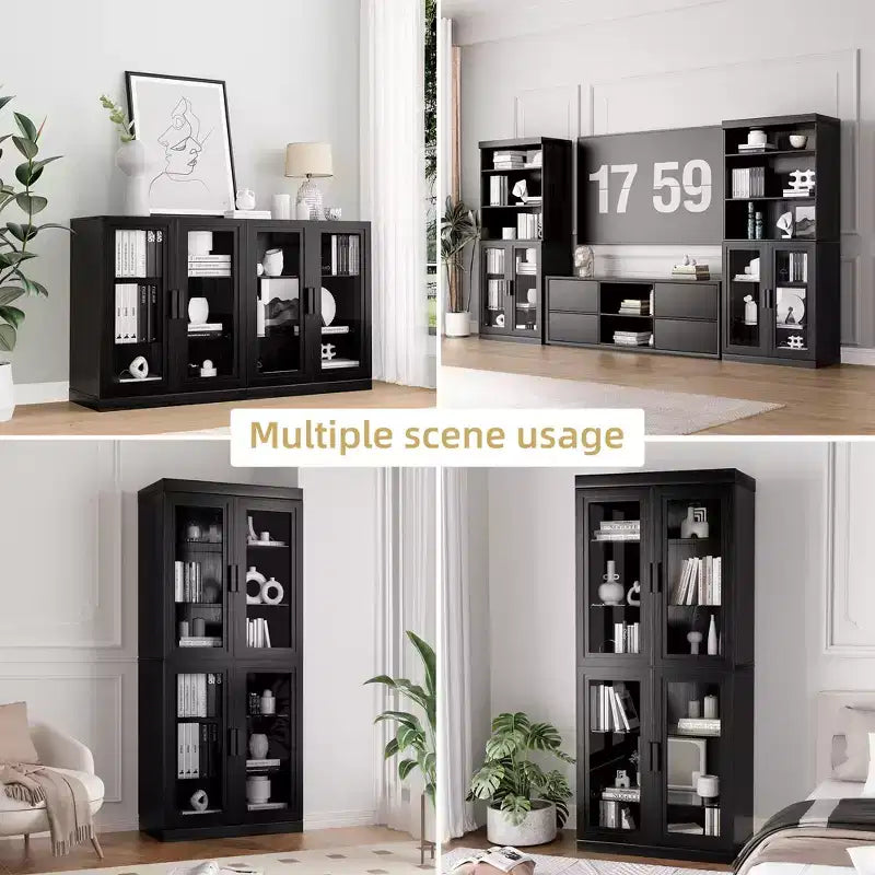Armoire de rangement d'appoint Dovelina Gershwin - Organisateur polyvalent avec étagères réglables et gestion des câbles