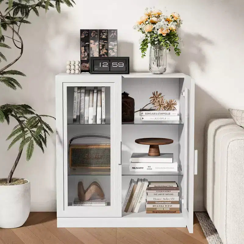 Armoire de rangement d'appoint Dovelina Gershwin - Organisateur polyvalent avec étagères réglables et gestion des câbles