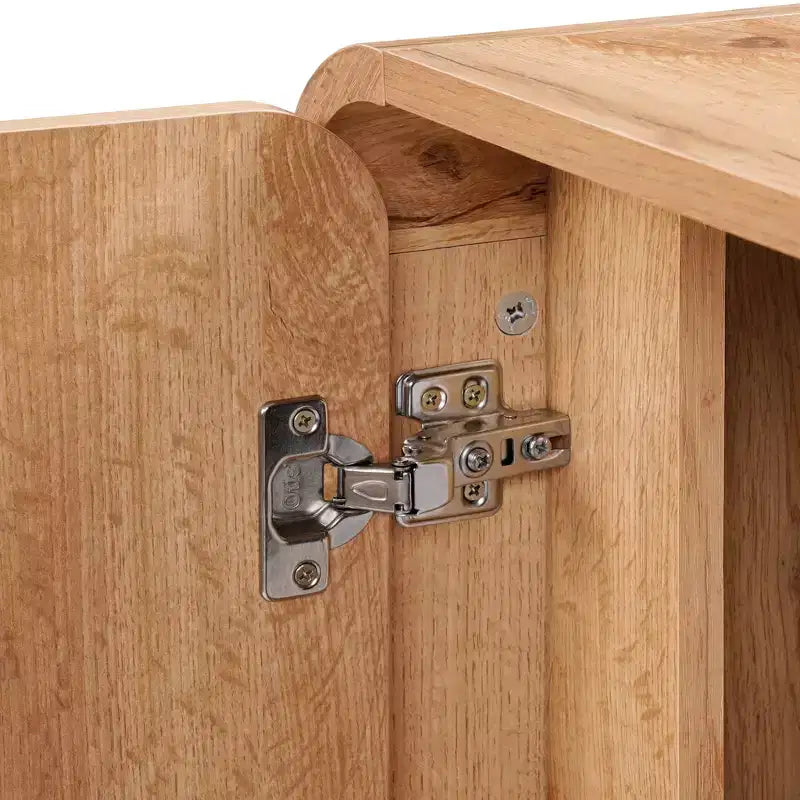 LuxenHome Buffet à 4 Portes avec Fermeture Amortie, Meuble de Rangement Large de 63 Pouces avec Pieds en Métal Noir