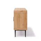 LuxenHome Buffet à 4 Portes avec Fermeture Amortie, Meuble de Rangement Large de 63 Pouces avec Pieds en Métal Noir