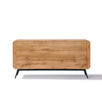 LuxenHome Buffet à 4 Portes avec Fermeture Amortie, Meuble de Rangement Large de 63 Pouces avec Pieds en Métal Noir