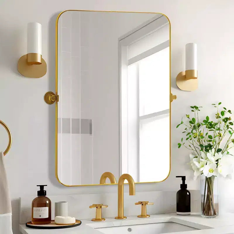 Miroir mural pivotant rectangulaire PexFix avec cadre en métal pour salle de bain