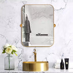 Miroir mural pivotant rectangulaire PexFix avec cadre en métal pour salle de bain