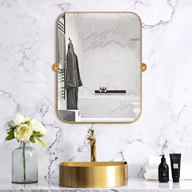 Miroir mural pivotant rectangulaire PexFix avec cadre en métal pour salle de bain