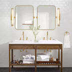 Miroir mural pivotant rectangulaire PexFix avec cadre en métal pour salle de bain